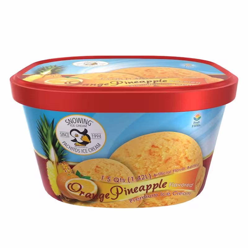 Orange Pineapple ice cream container from Pachitos Ice Cream