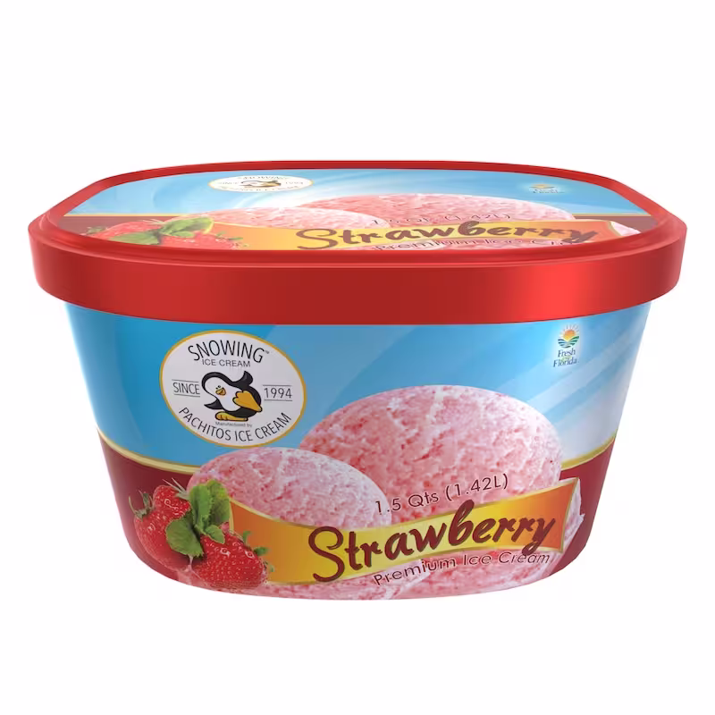 Strawberry ice cream container from Pachitos Ice Cream