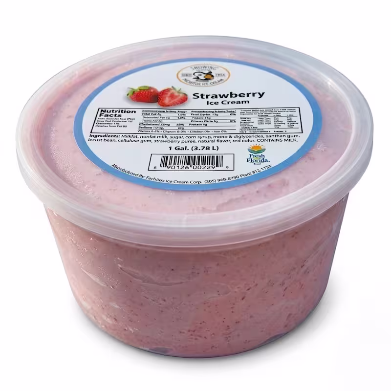 One gallon of creamy strawberry Ice Cream