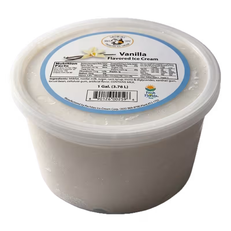 One gallon of creamy vanilla Ice Cream