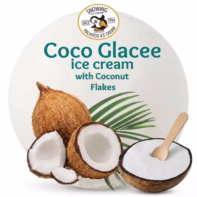 Coco Clacee ice cream with coconut flakes